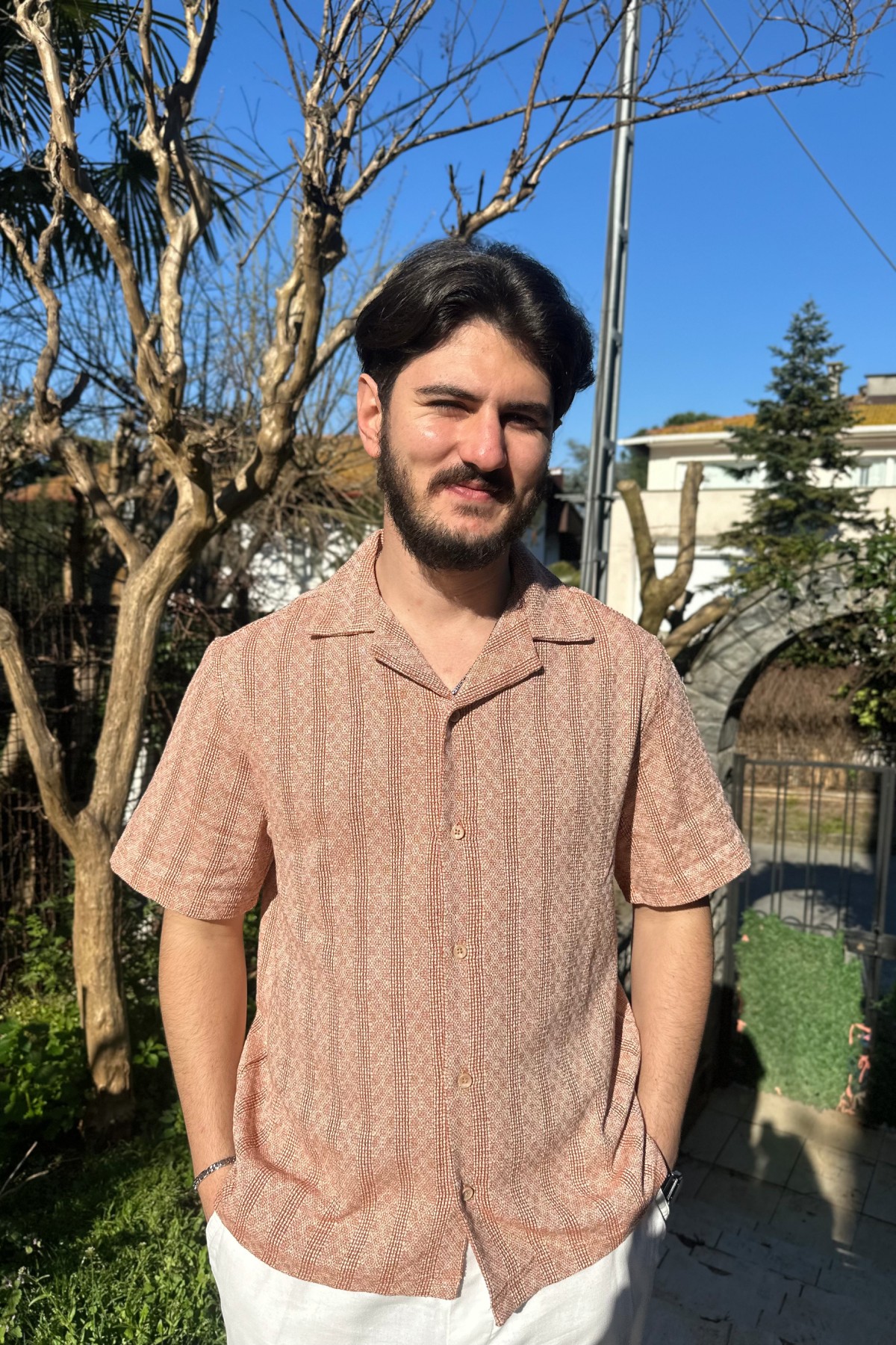 Örgü Desenli Tarçın Gömlek